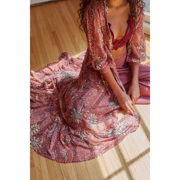 NWT Free People Grasslands Kimono / Rose Combo - Picture 4 of 7
